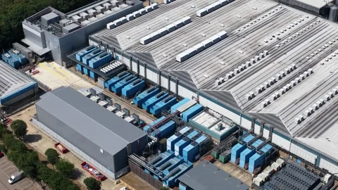 Aerial View of Hyperscale Data Center and AI Computing Infrastructure. Stock Footage 346598622