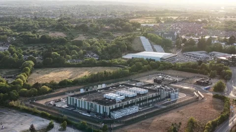 Aerial view of hyperscale data center in Bracknell United Kingdom Stock-Footage 347816455