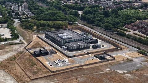Aerial view of hyperscale data center campus in Didcot United Kingdom Stock-Footage 347816737