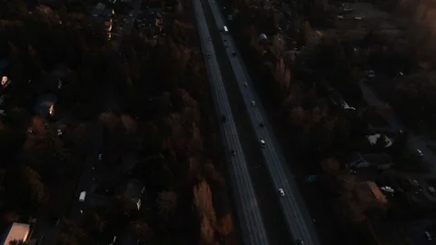 Aerial View of i5 interstate running through Bellingham Washington Stock Footage 102009464