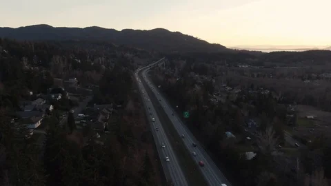 Aerial View of i5 interstate running through Bellingham Washington Stock-Footage 102009918