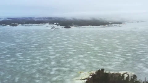 Aerial view of ice-covered Baltic sea in the spring. Stock Footage 153783649