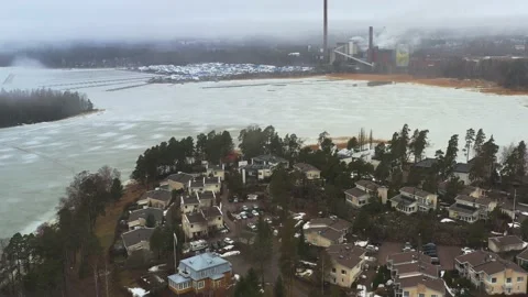 Aerial view of ice-covered Baltic sea in the spring. Video stock 153784101