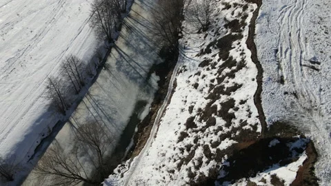 Aerial view of the ice river Stock Footage 170977834