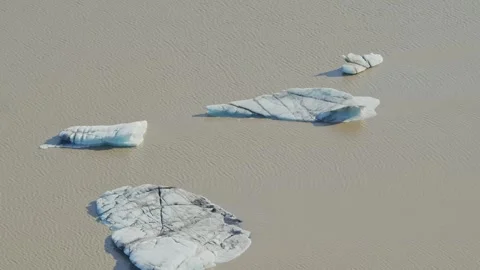 Aerial View of Icebergs in a Glacier Lagoon, Iceland Stock Footage 320508341