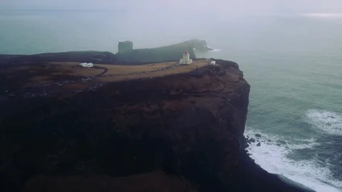 Aerial View of Iceland Lighthouse Stock Footage 101878393