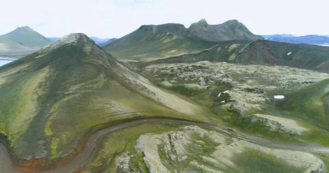 Aerial view of Iceland in summer Stock Footage