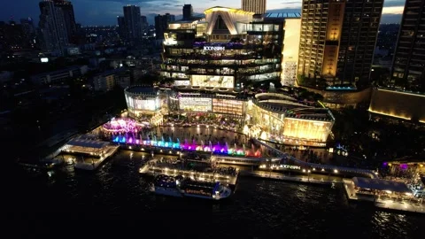 Aerial view of Icon Siam mall by night o... | Stock Video | Pond5