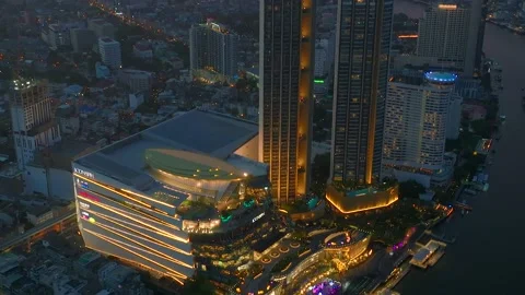 Aerial view of Icon Siam water front bui... | Stock Video | Pond5