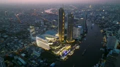 Aerial view of Icon Siam water front building in downtown Bangkok