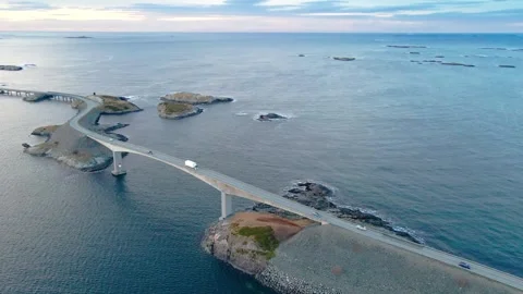 Aerial View of the Iconic Atlantic Ocean Road in Norway Video stock 315502149