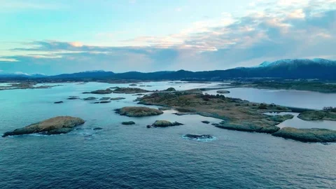 Aerial View of the Iconic Atlantic Ocean Road, Norway, Coastal Drive Masterpiece Stock Footage 315732338