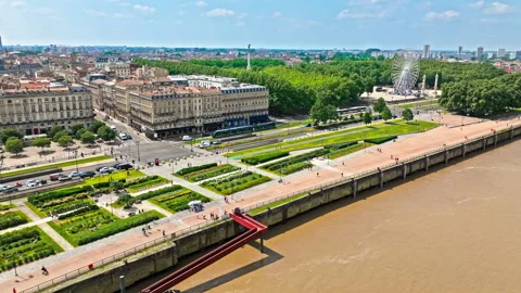 Aerial view of Iconic city square architecture in Bordeaux, France. Stock Footage 271626902