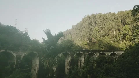 Aerial view iconic Nine Arch Bridge near Ella, Sri Lanka, surrounded by lus.. Stockbeeldmateriaal 341268605
