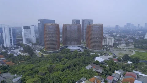 Aerial View of Iconic South Quarter Dome Building, Jakarta, Indonesia Stock Footage 130583953