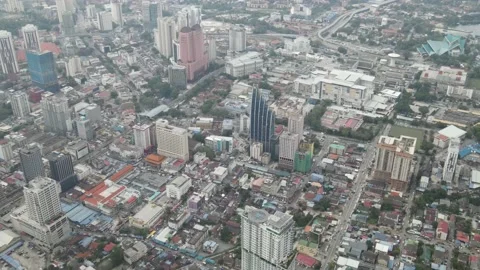 Aerial view of iconic tower in Kuala Lumpur Stock Footage 150289895