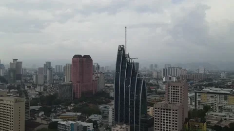 Aerial view of iconic tower in Kuala Lumpur Stock Footage 150291077