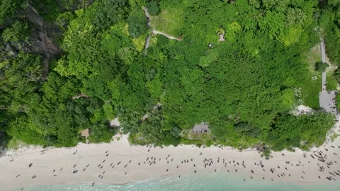 Aerial view of iconic tropical Maya Bay,Phi Phi islands, Stock Footage 201328609