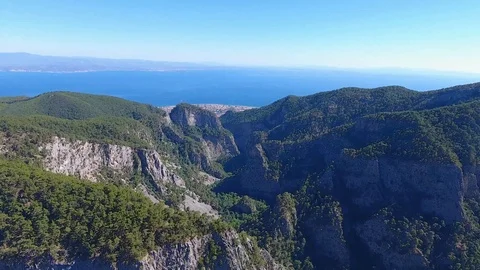 Aerial view Ida Mountains, Turkey, Altinoluk, oe01 Stock Footage 116748221
