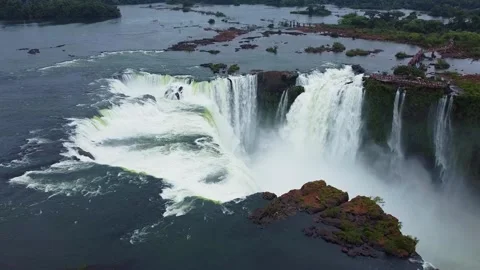 Aerial view of iguazu falls devil's throat waterfall 스톡 동영상 345103321
