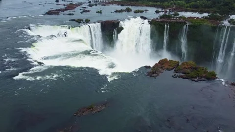 Aerial view of iguazu falls devil's throat waterfall 스톡 동영상 345103340