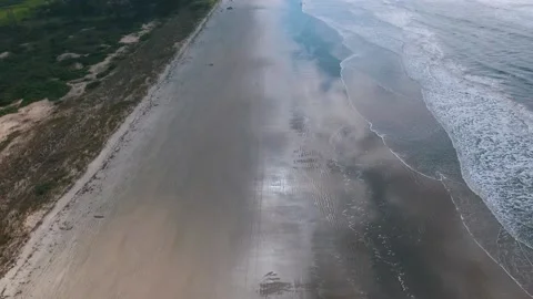 Aerial View of Ilha Comprida Beach São Paulo, Brazil Stock Footage 148699553