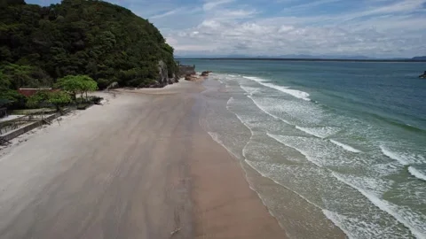 Aerial View Ilha do Mel Coastline to Fortaleza Brazil Beach Trek Stock-Footage 336455351