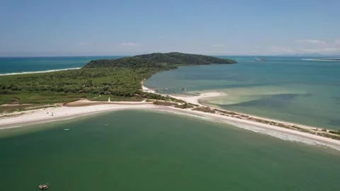 Aerial View Ilha do Mel Island Pristine Beach and Green Landscape Vídeos de archivo 336455375