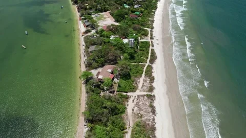 Aerial View of Ilha do Mel Island with Lush Greenery and Coastline, Brazil Stock Footage 336455735