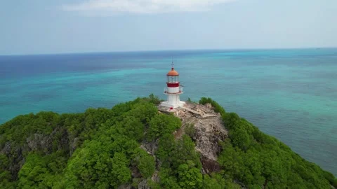Aerial view from Ilheu das Cabras ( Goat Islet) with coast of São Tomé in 動画素材 327438677