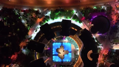 Aerial View of Illuminated Resort at Night Stock Footage 282931504