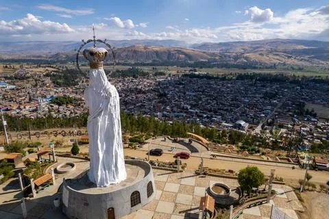 Aerial view of the Immaculate Virgin of the Conception in Huancayo. Stock Photos