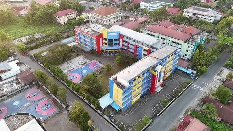 Aerial View of Immanuel School Complex in Pontianak 動画素材 347259956
