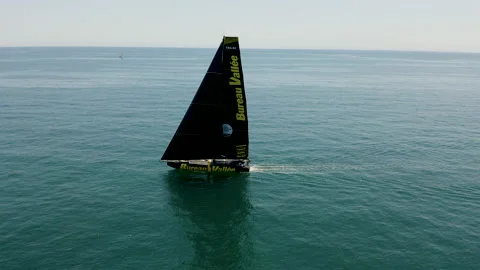 Aerial view of the IMOCA Class Boat Team Bureau Vallee. Stock Footage 166648099