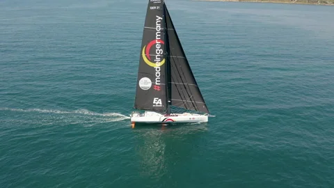 Aerial view of the IMOCA Class Offshore Yeam Germany. Stock Footage 166643385