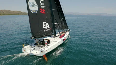Aerial view of the IMOCA Class Offshore Yeam Germany. Stock Footage 166646602