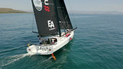 Aerial view of the IMOCA Class Offshore Yeam Germany. Stock Footage 166646609