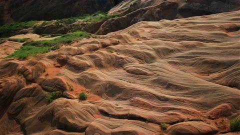 Aerial view of imposing landscape in Wave Canyon, Shaanxi province, China Stock Footage 97189811