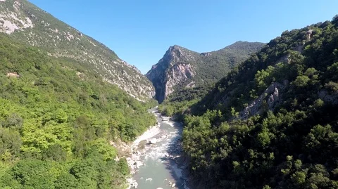Aerial view of the impressive mountain, Vikos canyon, Tymfi mountain, Zagori Stock Footage 116072306