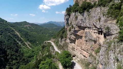 Aerial view of the impressive mountain, Vikos canyon, Tymfi mountain, Zagori Stock Footage 116076619