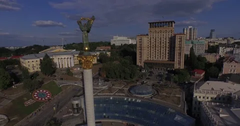 Aerial view. Independence Square  - the central square of Kiev. 4K Video stock 57451704