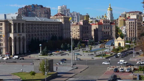 Aerial View of Independence Square with Saint Sofia Cathedral Stock Footage 295683570