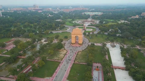 Aerial View of India gate , Drone Aerial view India gate Stock Footage 288200320