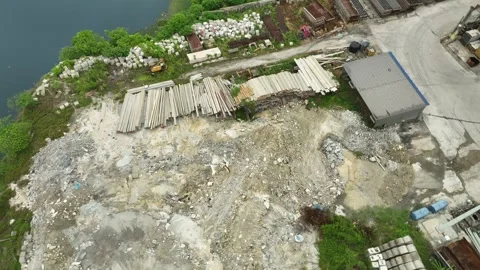 Aerial View of Industrial Construction Material Storage Site Stockbeeldmateriaal 337330065