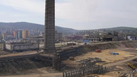 Aerial view of industrial district Stock Footage 73095612