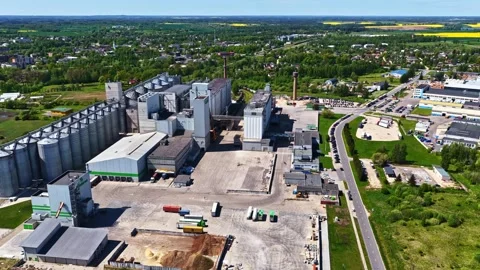 Aerial view of industrial facility in Riga, Latvia. Stock Footage 340604081