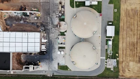 Aerial view of industrial facility with storage tanks, Serbia. Stock Footage 340040213