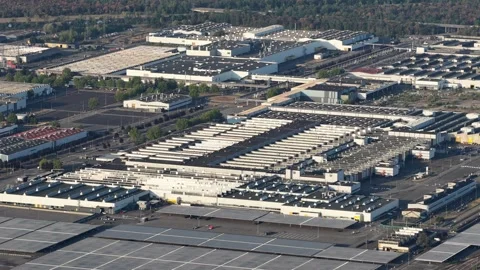 Aerial view of industrial factory complex in Bantzenheim, France. Stock Footage 342177186