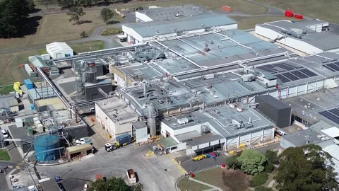 Aerial View of Industrial Food Processing Factory Video stock 332746376