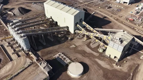 Aerial view of industrial mining quarry processing plant Stock Footage 339304328